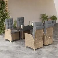 Set da Pranzo da Giardino 5 pz con Cuscini Beige in Polyrattan 3213258