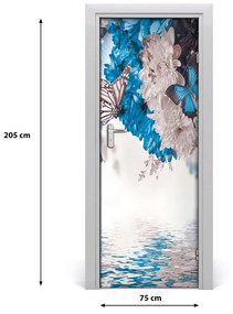 Adesivo per porta interna Fiori e farfalle 75x205 cm