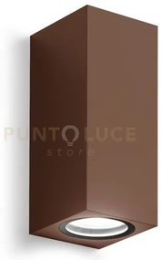 Ges915- applique ruggine 2 luci attacco gu10 ip44 6,8x16cm quadrato