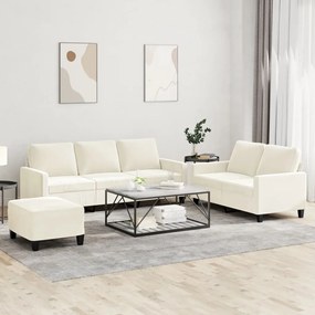 Set Di Divani 3 Pz Con Cuscini Crema İn Velluto /