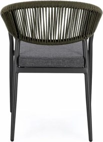 Sedia Da Esterno Impilabile Con Braccioli In Alluminio E Corda Millor Antracite E Verde Bizzotto