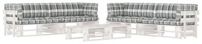 Set divani in pallet con cuscini 6 pz in pino impregnato bianco