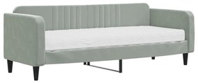 Divano letto con materasso grigio chiaro 80x200 cm in velluto