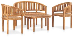 Set salotto da giardino 4 pz design curvo in massello di teak