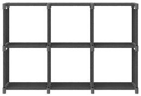 Mensola con 6 vani a cubo grigia 103x30x72,5 cm in tessuto