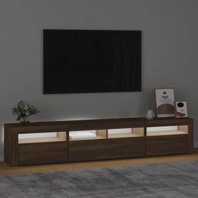 Mobile porta tv con luci led rovere marrone 210x35x40 cm