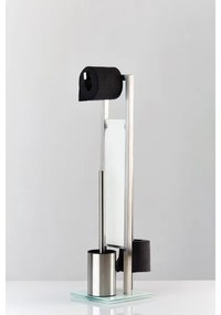 WENKO 21564100 - Scopino WC RIVALTA 18x70 cm acciaio inox/argento/bianco/nero