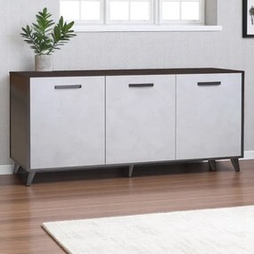 Madia in legno 160 cm a 3 ante Cemento Chiaro e struttura Antracite - LAELA