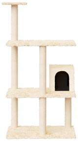 Albero per gatti con tiragraffi in sisal crema 119 cm