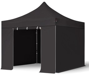 TOOLPORT 3x3m gazebo pieghevole con laterali, PREMIUM acciaio, nero - (600003)