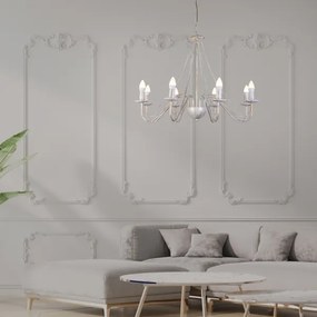 Lampadario a catena MALBO 8xE14/10W/230V bianco/oro/patina