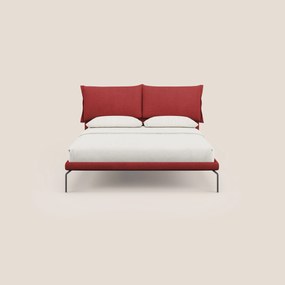 Bice letto imbottito con cuscini e piedi alti in metallo in tessuto impermeabile T02