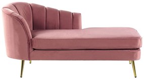Chaise longue velluto rosa sinistra ALLIER Beliani