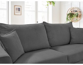 Divano grigio allungabile con rivestimento in velluto a coste 225 cm Augustin – Bobochic Paris