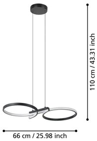 Eglo 901267 - Lampadario LED a sospensione con filo SERPINS LED/21W/230V 3000K nero