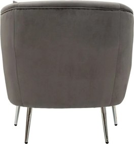 Poltrona grigia con poggioli/con gambe con rivestimento in velluto Silvery – Mauro Ferretti