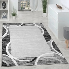 Tappeto di Design a Pelo Corto Forme Astratte Colori Assortiti  Colore Grigio, Dimensioni cm 240x340