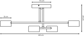 Plafoniera da soffitto HALO 4 in acciaio 4xGX53 - Mokka o Burgundy