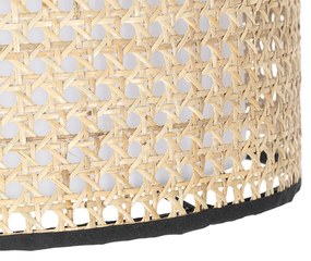 Lampada da terra rustica nera con paralume in rattan - Kata