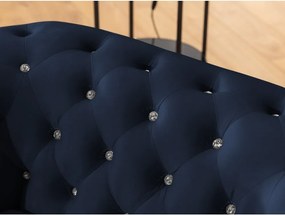 Divano angolare blu allungabile (con penisola a destra/a L) con rivestimento in velluto York Blik – Ropez