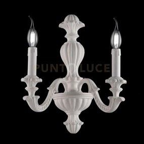 Applique in legno bianco shabby 2 luci leonardo