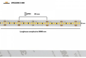 Striscia LED 2835/240 - IP67 - 25W/m - 5m - 24V - chip LUMILEDS Colore  Bianco Caldo 2.700K