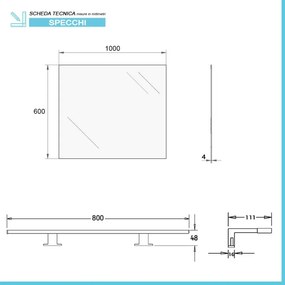 Specchio LED 100x60 cm reversibile con luce naturale