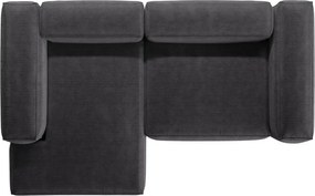 Divano angolare grigio scuro (con penisola a sinistra/con chaise lounge) con rivestimento in velluto a coste Bergamo – Cosmopolitan Design