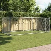 Gabbia per Cani con Porta Grigia 4x2x1,5 m in Acciaio Zincato 3209578