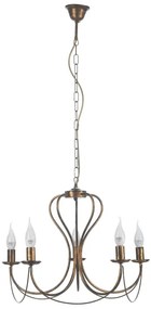 ONLI - Lampadario a sospensione con catena CANDELA 5xE14/6W/230V bronzo
