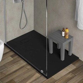 Piatto doccia 70x120 in resina nero effetto pietra riducibile Agorà