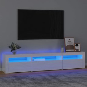 Mobile porta tv con luci led bianco lucido 195x35x40 cm