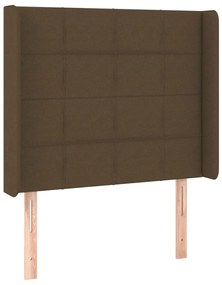 Letto a Molle Materasso e LED Marrone Scuro 90x200cm in Tessuto