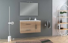 Mobile sottolavabo e lavabo Master per vasca centrale rovere bruge L 100 x H 55 x P 46 cm, 1 anta 2 cassetti