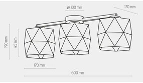 Lampadario da parete SIRO 3xE27/15W/230V nero/oro