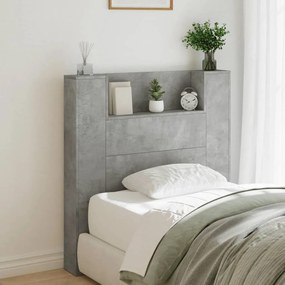 Testiera Con Contenitore A Led Grigio Cemento 100x16,5x103,5 Cm /