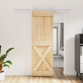Porta Scorrevole Con Set Hardware 70x210 Cm Legno Massello Pino /