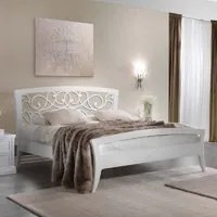 Letto arte povera traforato in legno bianco 184x210x120 - Mobili 2G