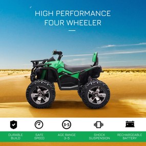 Quad per Bambini Elettrico 12V con Fari e Batteria Ricaricabile, Età 3-5 Anni, 100x65x73cm, Verde...