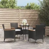 Set Bistr da Giardino 5 pz con Cuscini in Polyrattan Nero 3187423