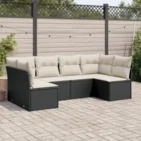 Set Divano da Giardino 6 pz con Cuscini Nero in Polyrattancod mxl 111397