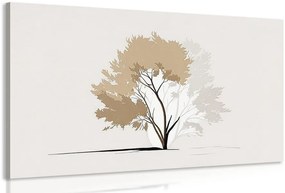 Quadro su tela – Albero minimalista con foglie