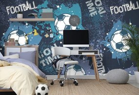 Carta da parati autoadesiva – Palla da calcio in blu
