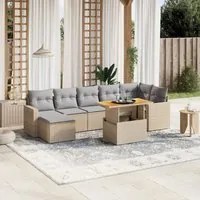 Set Divano da Giardino 8 pz con Cuscini Beige Misto Polyrattan 3264734