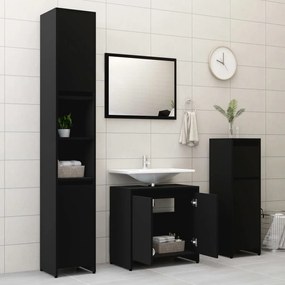 Set mobili da bagno 3 pz nero in truciolato