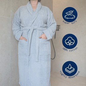 Accappatoio in grigio scuro in cotone XXL Lindu – Tiseco Home Studio