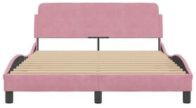 Giroletto con testiera rosa 140x200 cm in velluto