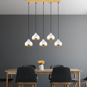 Lampadario a sospensione su cavo YILDO 5xE27/40W/230V bianco/oro