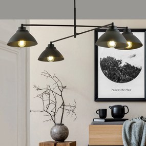 Lampadario Minimal Castore Acciaio Nero 4 Luci E27 Ip20