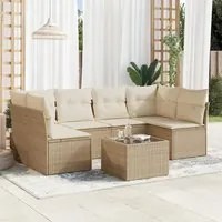 Set Divani da Giardino 7 pz con Cuscini Beige in Polyrattan 3217398